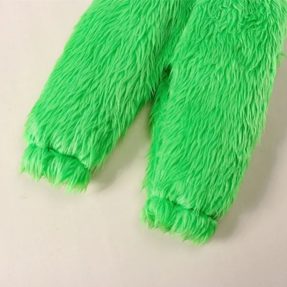 Grinch Who Stole Christmas Baby Boy Fur Overalls Outfit Set - Picture 5 of 6